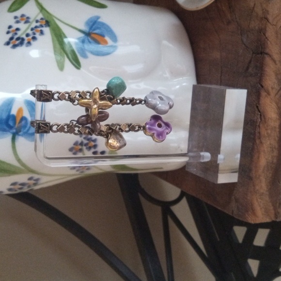 Authentic Louis Vuitton LV monogram antique style vintage pierced charm earrings - Picture 2 of 12